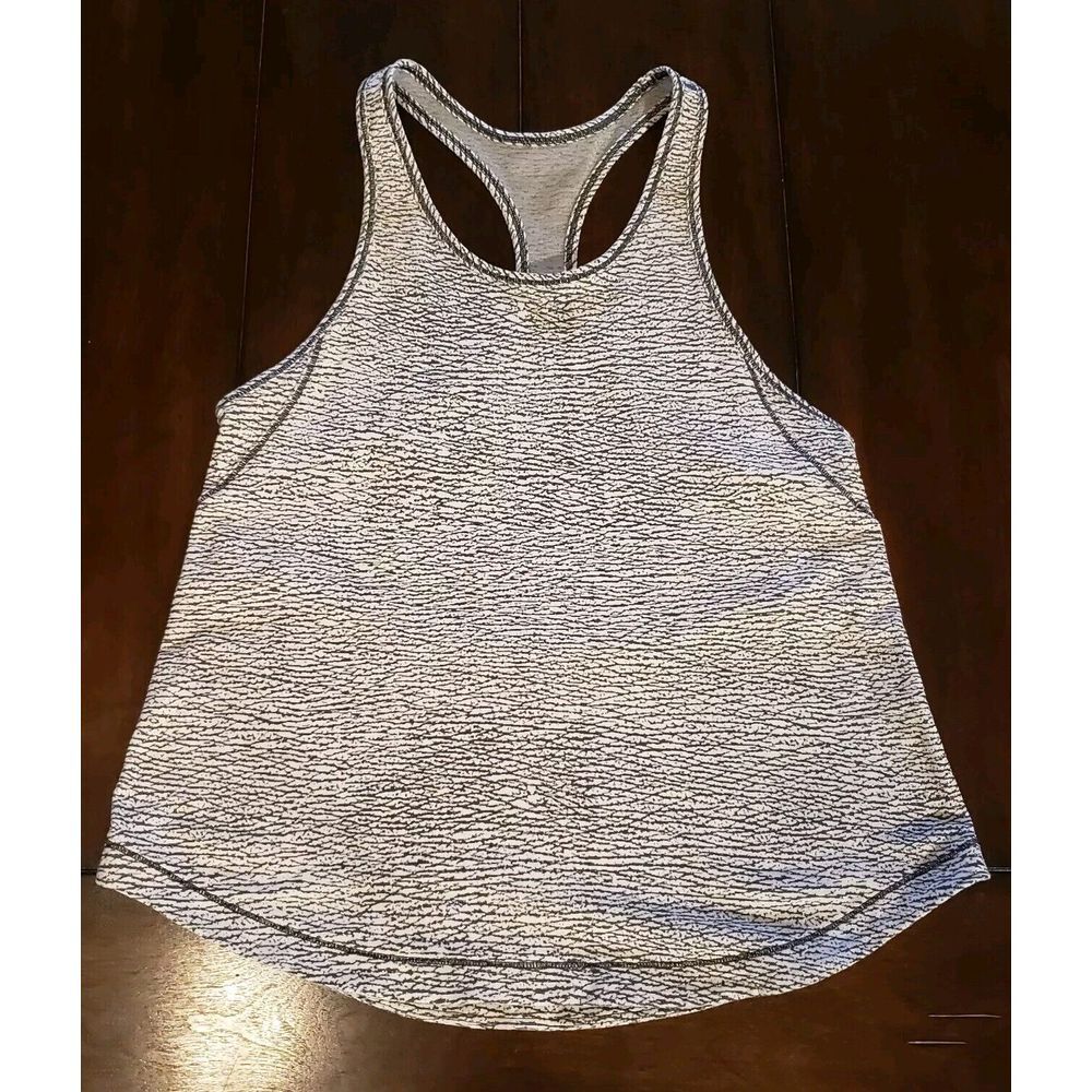 Lululemon Cool Racerback‎ Luon  Jacquard White Black size 6 White Black